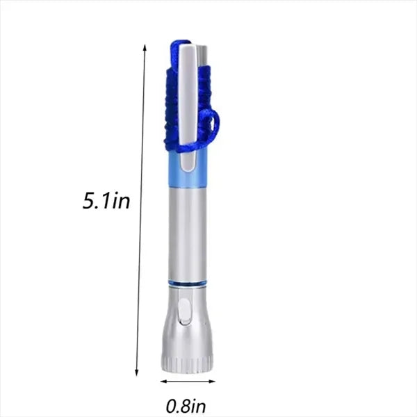 LED Flashlight Pen with Clip and Lanyard
