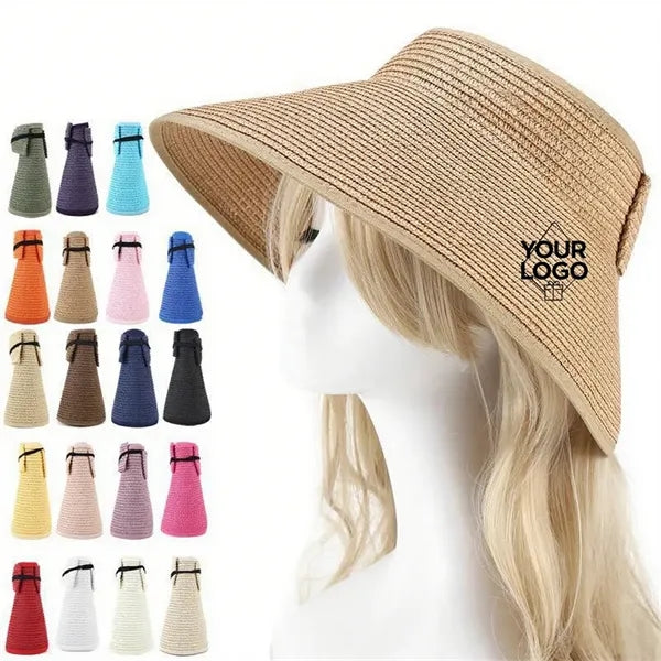 Foldable Straw Sun Visor Hat for Women