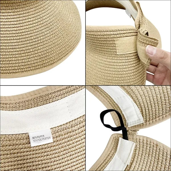 Foldable Straw Sun Visor Hat for Women