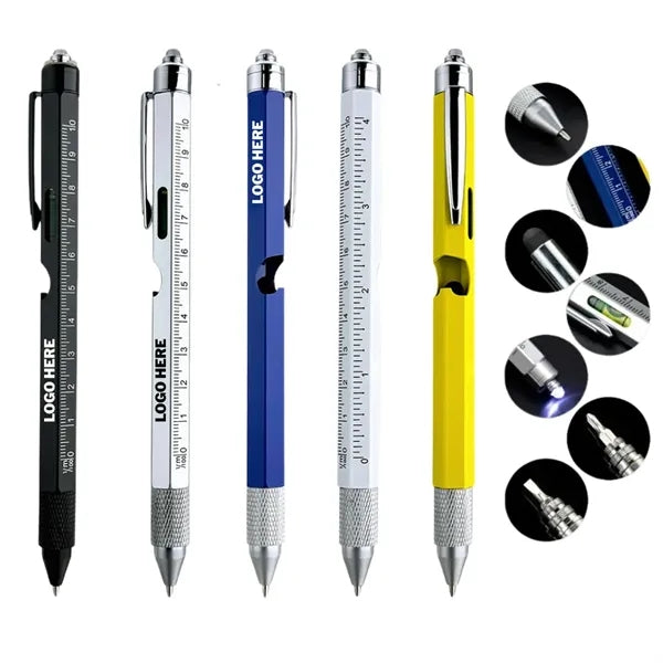 9-in-1 Metal Multi-Tool Pen with LED Light & Stylus