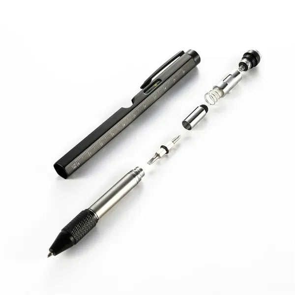 9-in-1 Metal Multi-Tool Pen with LED Light & Stylus