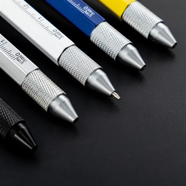 9-in-1 Metal Multi-Tool Pen with LED Light & Stylus