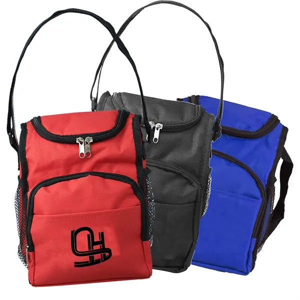 600D Polyester Tote Cooler Lunch Bag With 2 Zipper Pockets