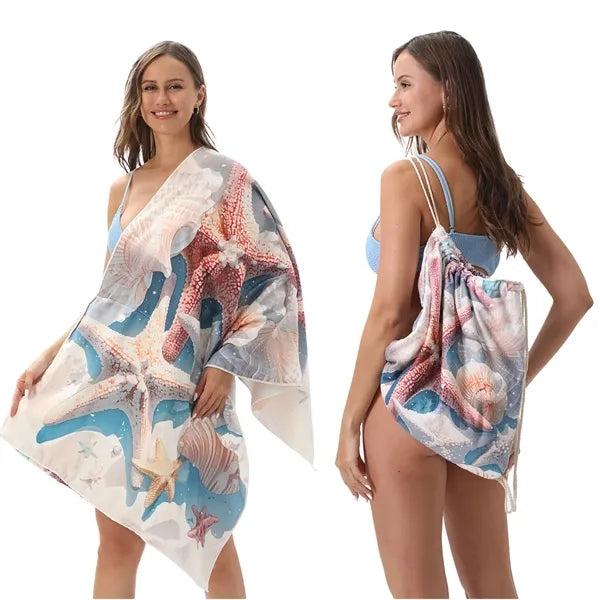 2-in-1 Foldable Beach Towel Backpack