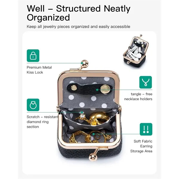 PU Leather Mini Travel Jewelry Organizer