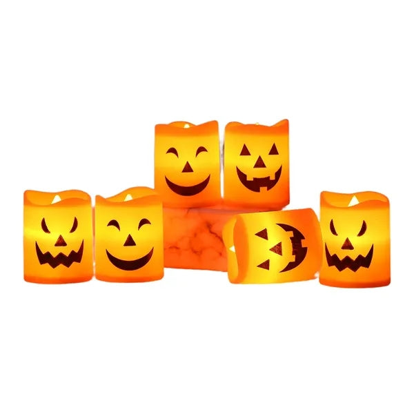 Mini Halloween Jack - O'- Lantern LED Candle Set (6 Pcs)