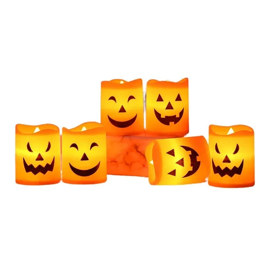 Mini Halloween Jack - O'- Lantern LED Candle Set (6 Pcs)