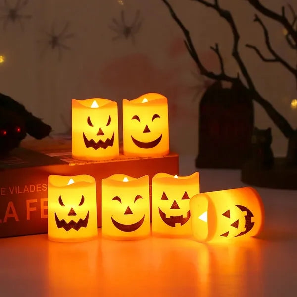 Mini Halloween Jack - O'- Lantern LED Candle Set (6 Pcs)