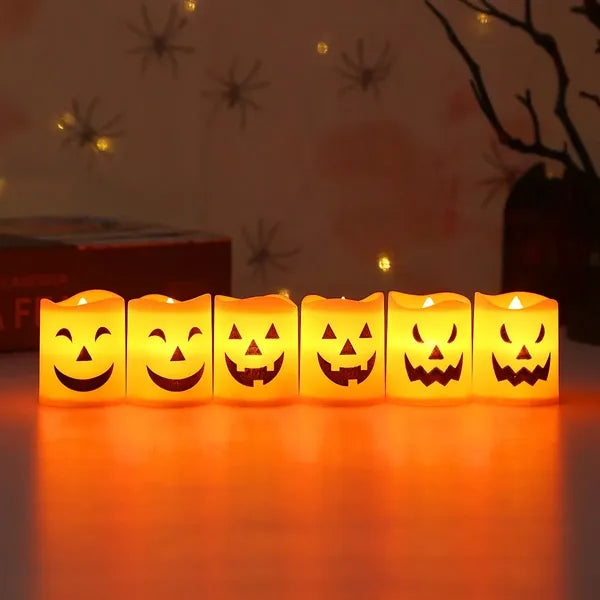 Mini Halloween Jack - O'- Lantern LED Candle Set (6 Pcs)