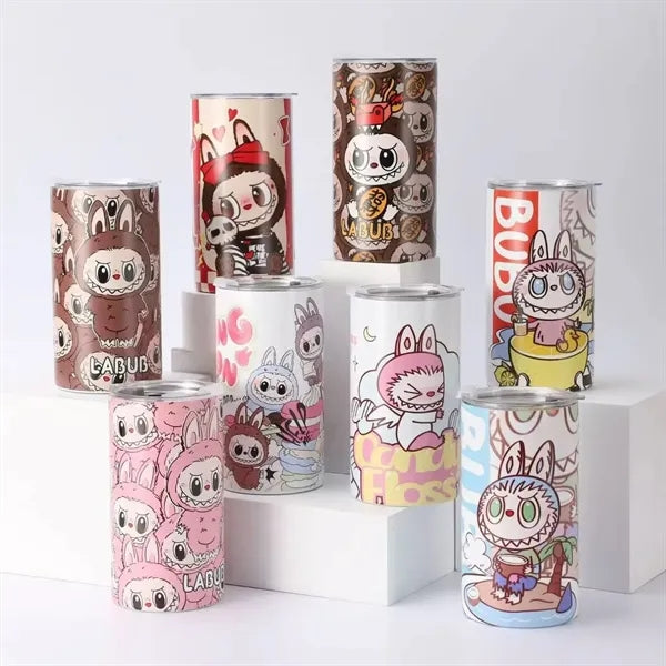 16oz Cute Labubu Travel Coffee Mug with Straw Lid