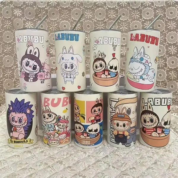 16oz Cute Labubu Travel Coffee Mug with Straw Lid