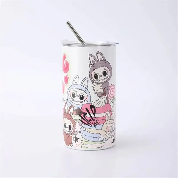 16oz Cute Labubu Travel Coffee Mug with Straw Lid