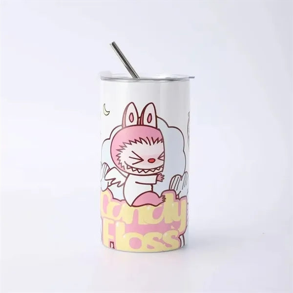 16oz Cute Labubu Travel Coffee Mug with Straw Lid