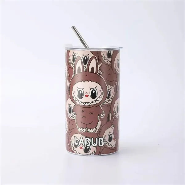 16oz Cute Labubu Travel Coffee Mug with Straw Lid
