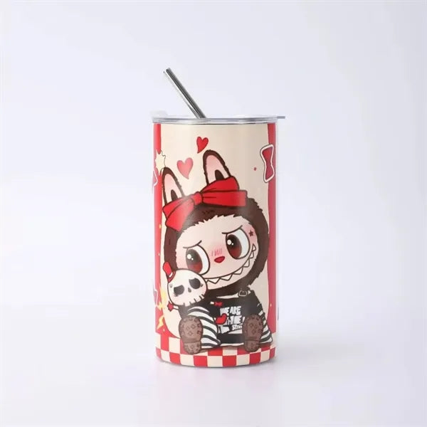 16oz Cute Labubu Travel Coffee Mug with Straw Lid