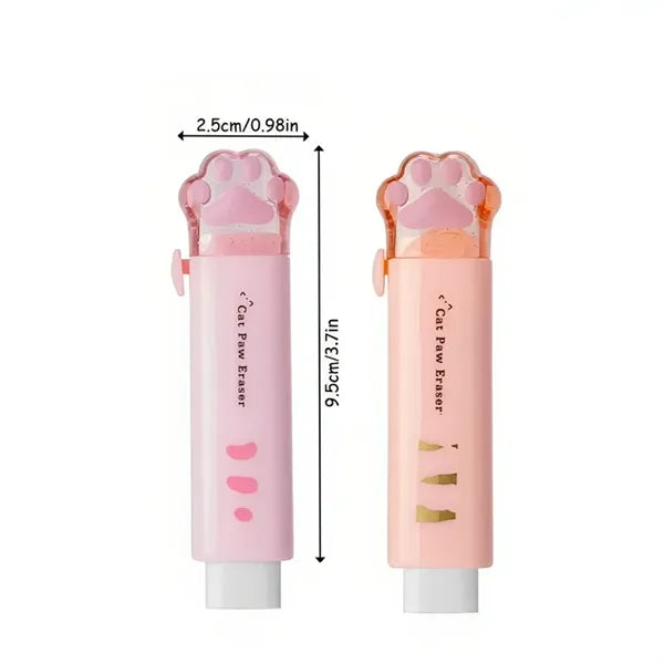 Cat Paw Shaped Retractable Erasers