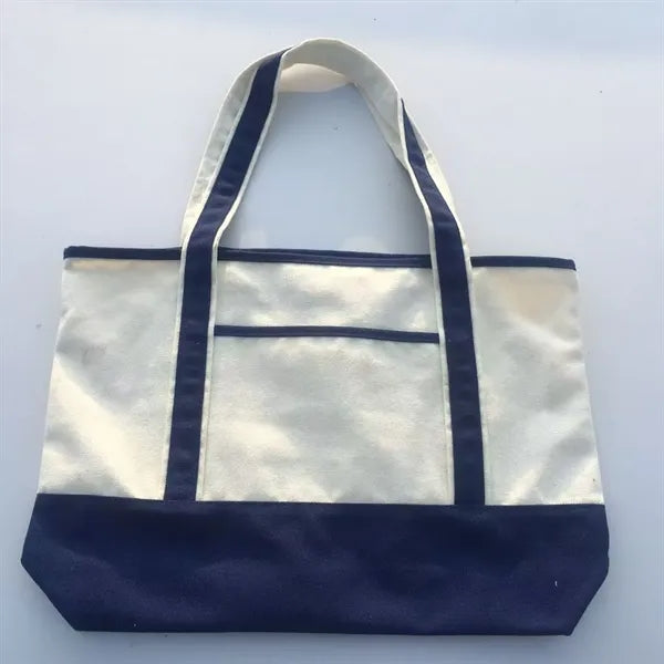Large Capacity Canvas Shopping Bag With Zipper