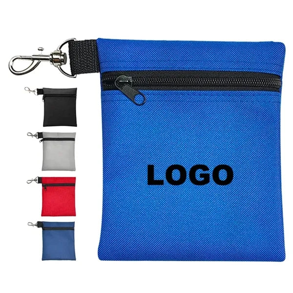 Nylon Golf Tee & Ball Pouch With Carabiner