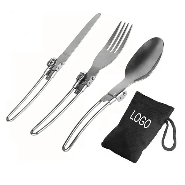 Outdoor Folding Spoons and Forks Set with Pouch