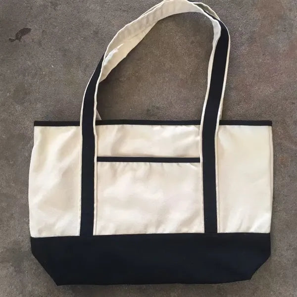 Large Capacity Canvas Shopping Bag With Zipper