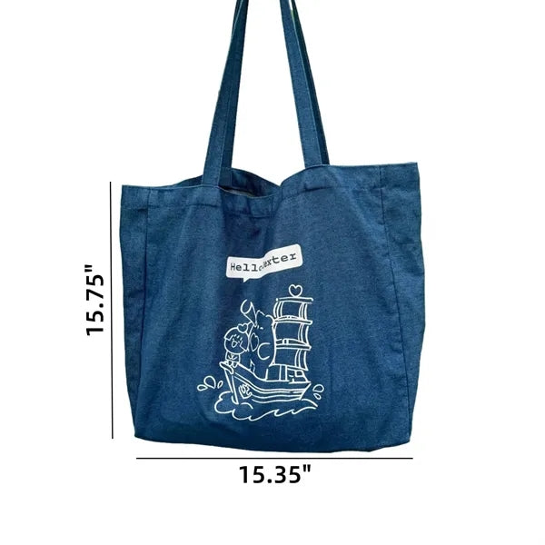 Durable Blue Canvas Tote Bag