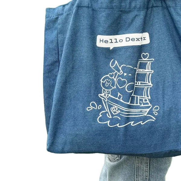 Durable Blue Canvas Tote Bag