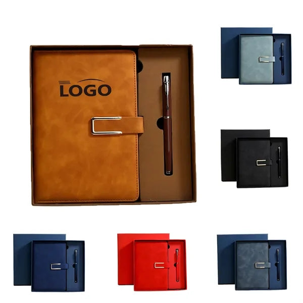 Deluxe Leather A5 Notebook And Pen Gift Set with Gift Box