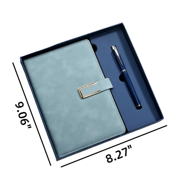 Deluxe Leather A5 Notebook And Pen Gift Set with Gift Box