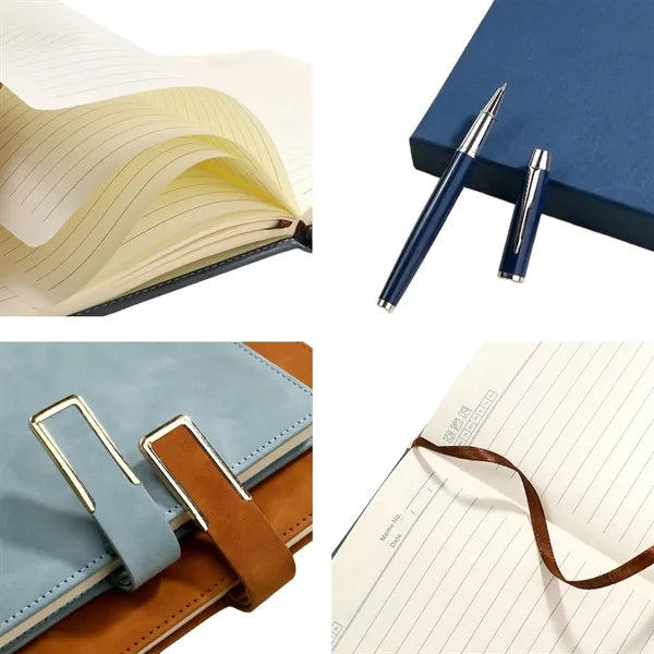Deluxe Leather A5 Notebook And Pen Gift Set with Gift Box