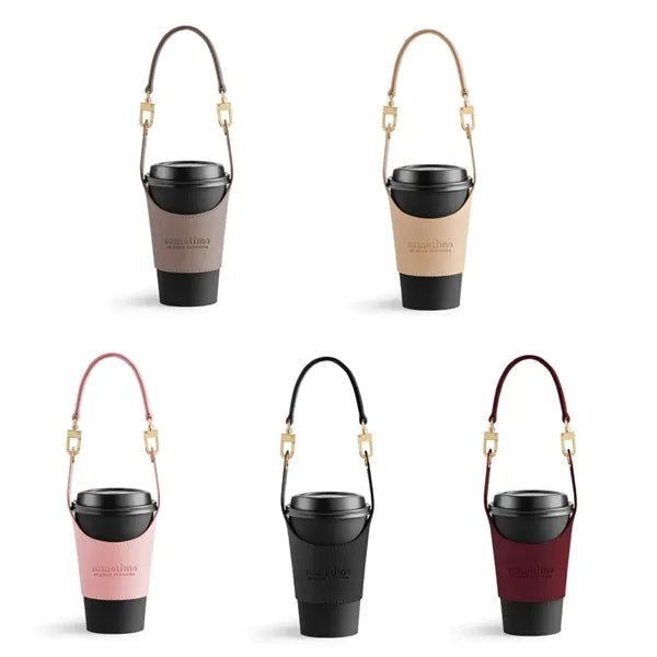 Leather Cup Sleeve For Carrying By Hand