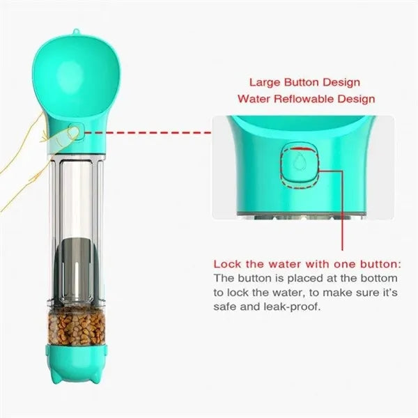 Multifunction 4 in 1 Portable Pet Dog Water Bottle