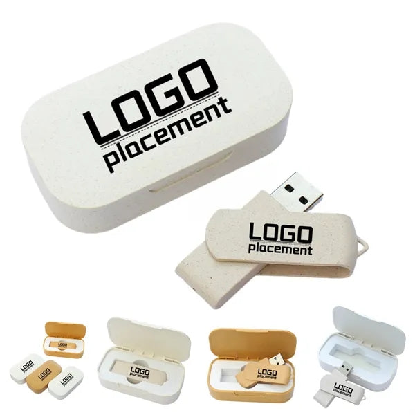 Wheat Straw 16G USB Flash Drive Set With Custom LOGO