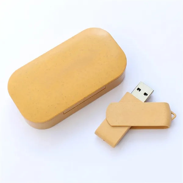 Wheat Straw 16G USB Flash Drive Set With Custom LOGO