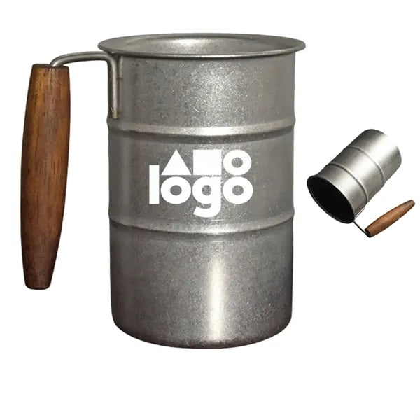 Classic Stainless Steel Camping Mug with Wooden Handles