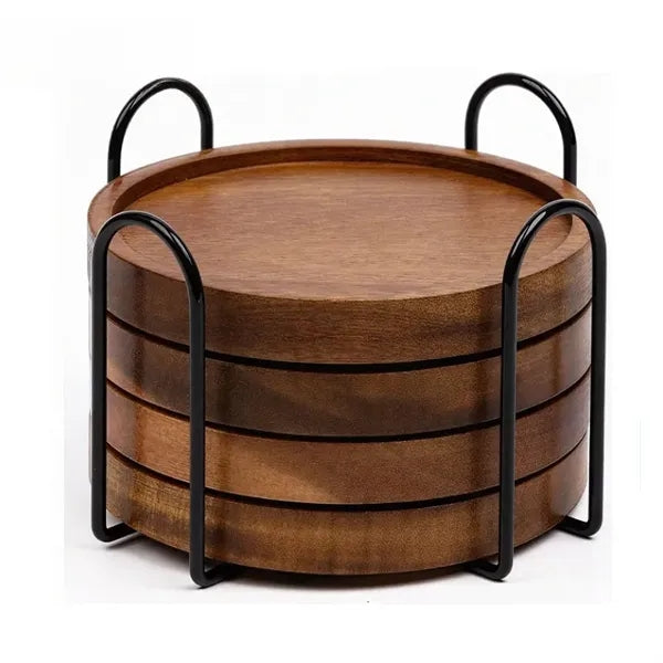Natural Wood Coaster Set