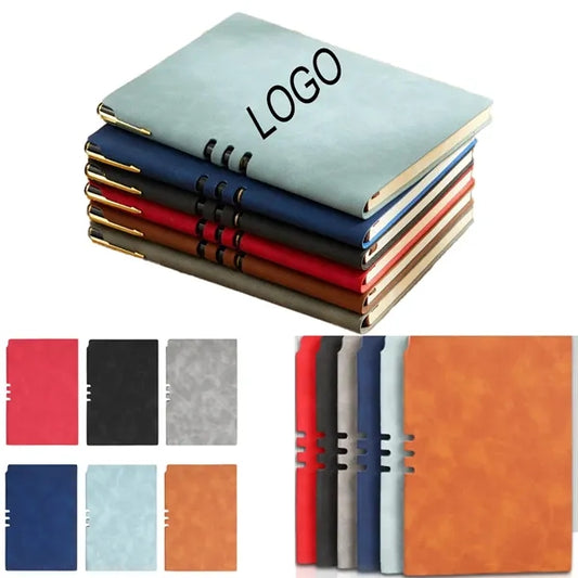 PU Leather 100-Sheet Pen-Clip Equipped Stylish Notebook