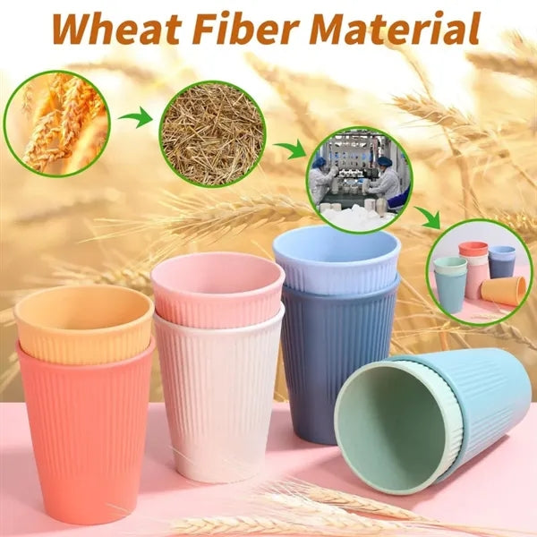 12oz Eco-Friendly Wheat Straw Stripe Water Cup