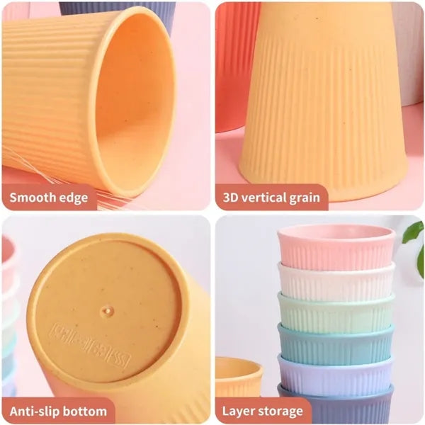 12oz Eco-Friendly Wheat Straw Stripe Water Cup