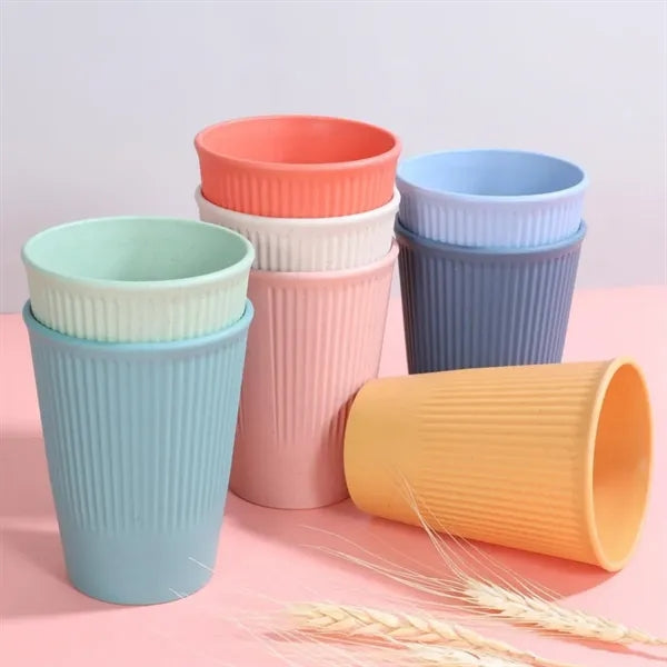 12oz Eco-Friendly Wheat Straw Stripe Water Cup