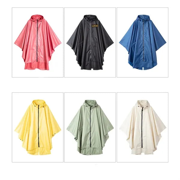 Womens Rain Poncho Jacket with Hood and Pockets