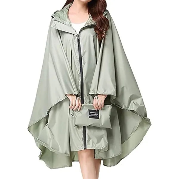 Womens Rain Poncho Jacket with Hood and Pockets