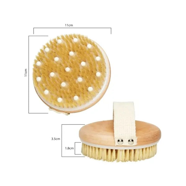 Natural Wood Bristle Dry Body Brush for Exfoliation Wellness