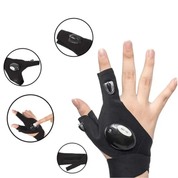 LED Flashlight Gloves for Fishing Repair Night Illumination