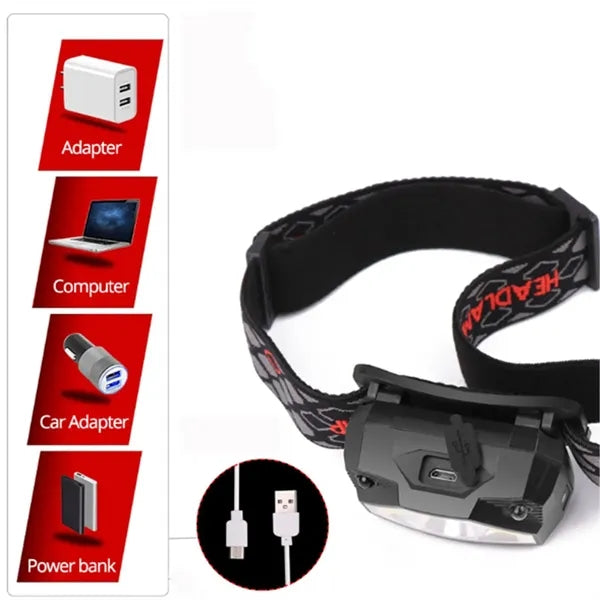 Rechargeable LED Headlamp for Outdoor Fishing Hiking Jogging