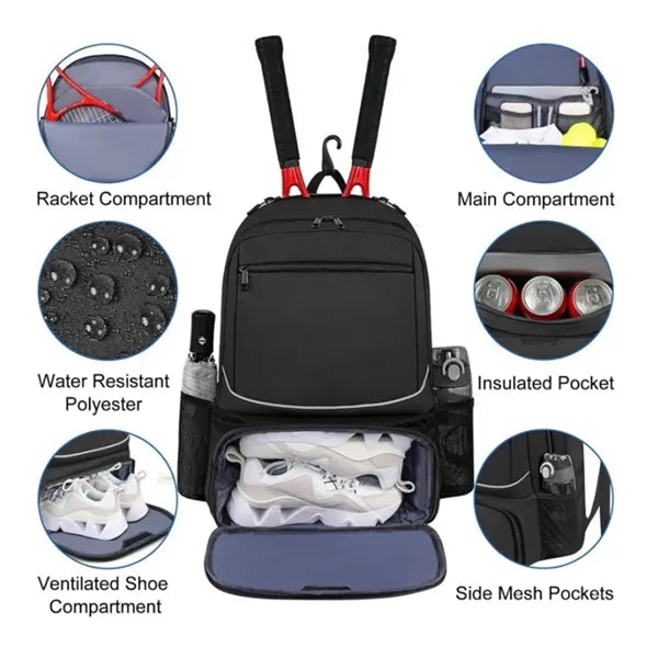 Large Tennis Backpack with Multiple Compartments