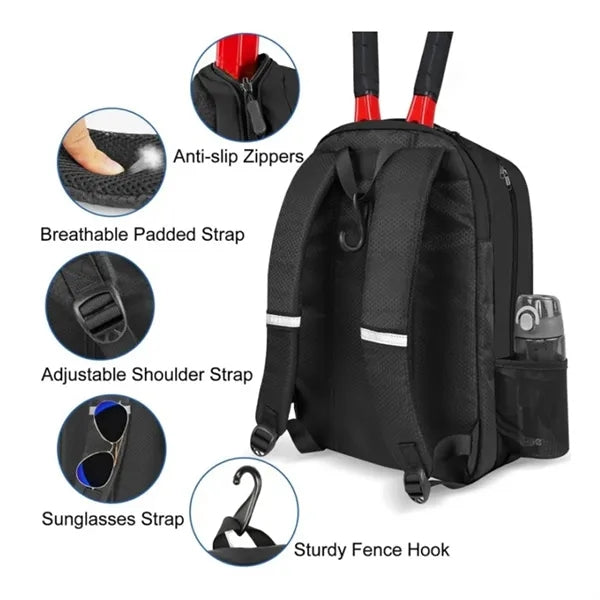 Large Tennis Backpack with Multiple Compartments