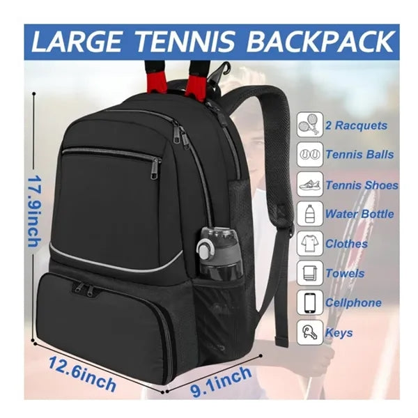 Large Tennis Backpack with Multiple Compartments