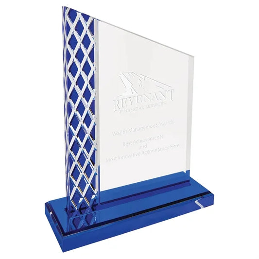 7" Blue Unite Diamond Ice Acrylic Award
