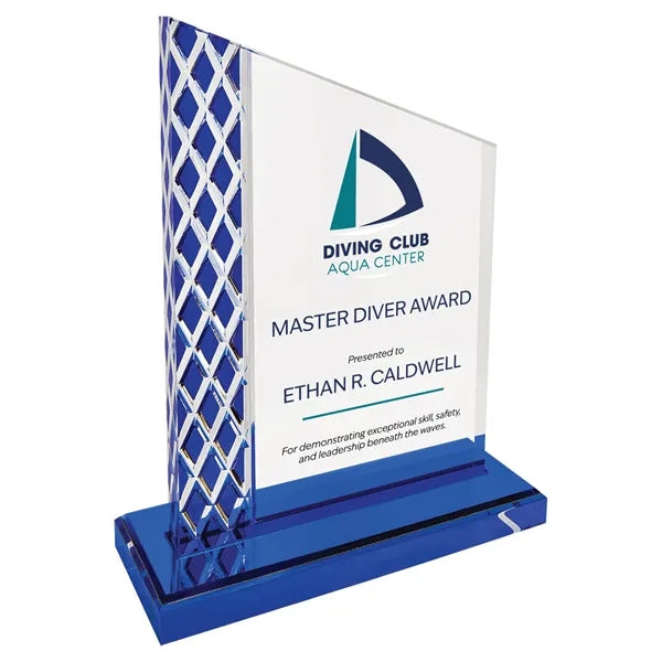 7" Blue Unite Diamond Ice Acrylic Award