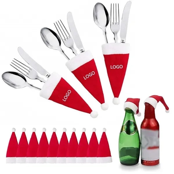 Mini Christmas Santa Hat Silverware Holder